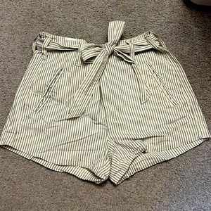 Blue and off-white striped shorts